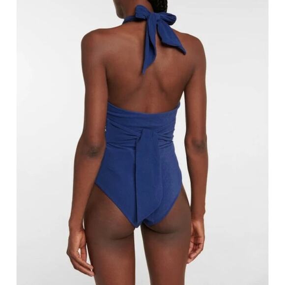 Johanna Ortiz Sunken Glory One Piece Size M Midnight Blue Swimsuit Halter Resort - Picture 4 of 15